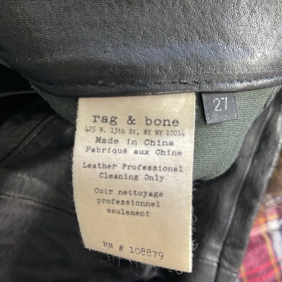 rag & bone The Leather Skinny Pants, Washed Black, 27 - Picture 12 of 13